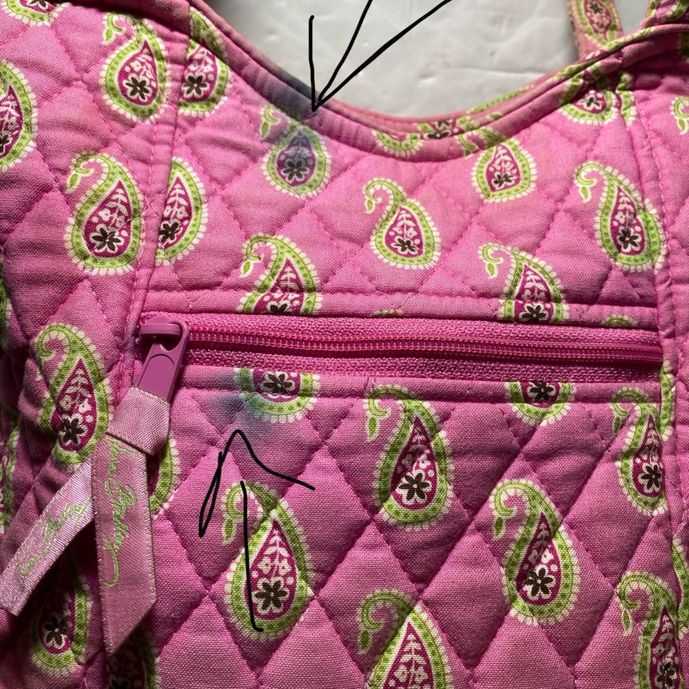 Vera Bradley Quilted Paisley Bermuda Pink Tote Bag Retired Handbag Purse - Picture 14 of 16